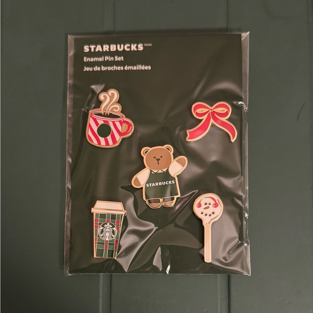 Starbucks 2025 Christmas Enamel Pin Set w/Bearista